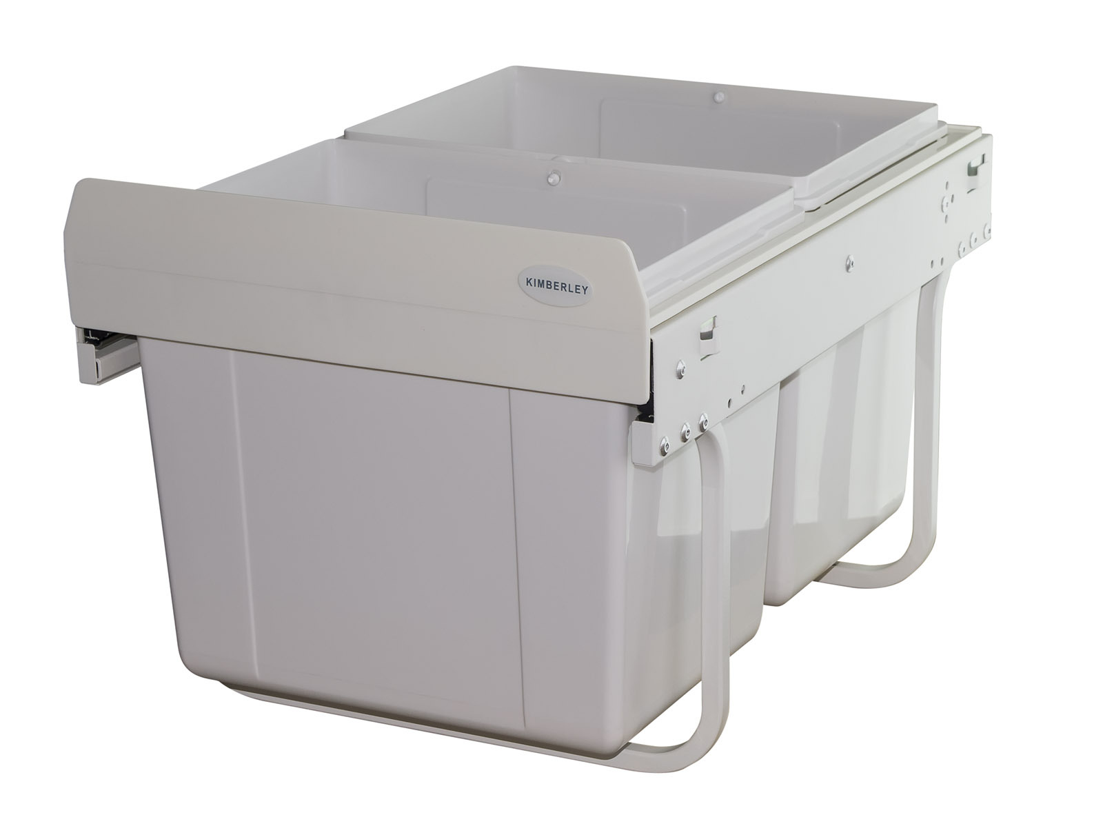 30L Twin Slide Out Low Profile Waste Bin Pull Out Kitchen Dual