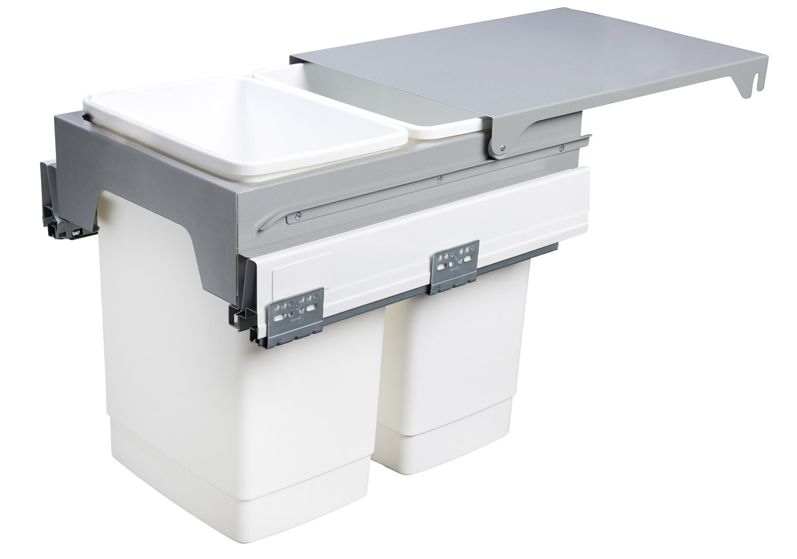 60L Slide Out Twin Waste Bin Pull Out Concealed Kitchen Dual Compartment Rubbi eBay