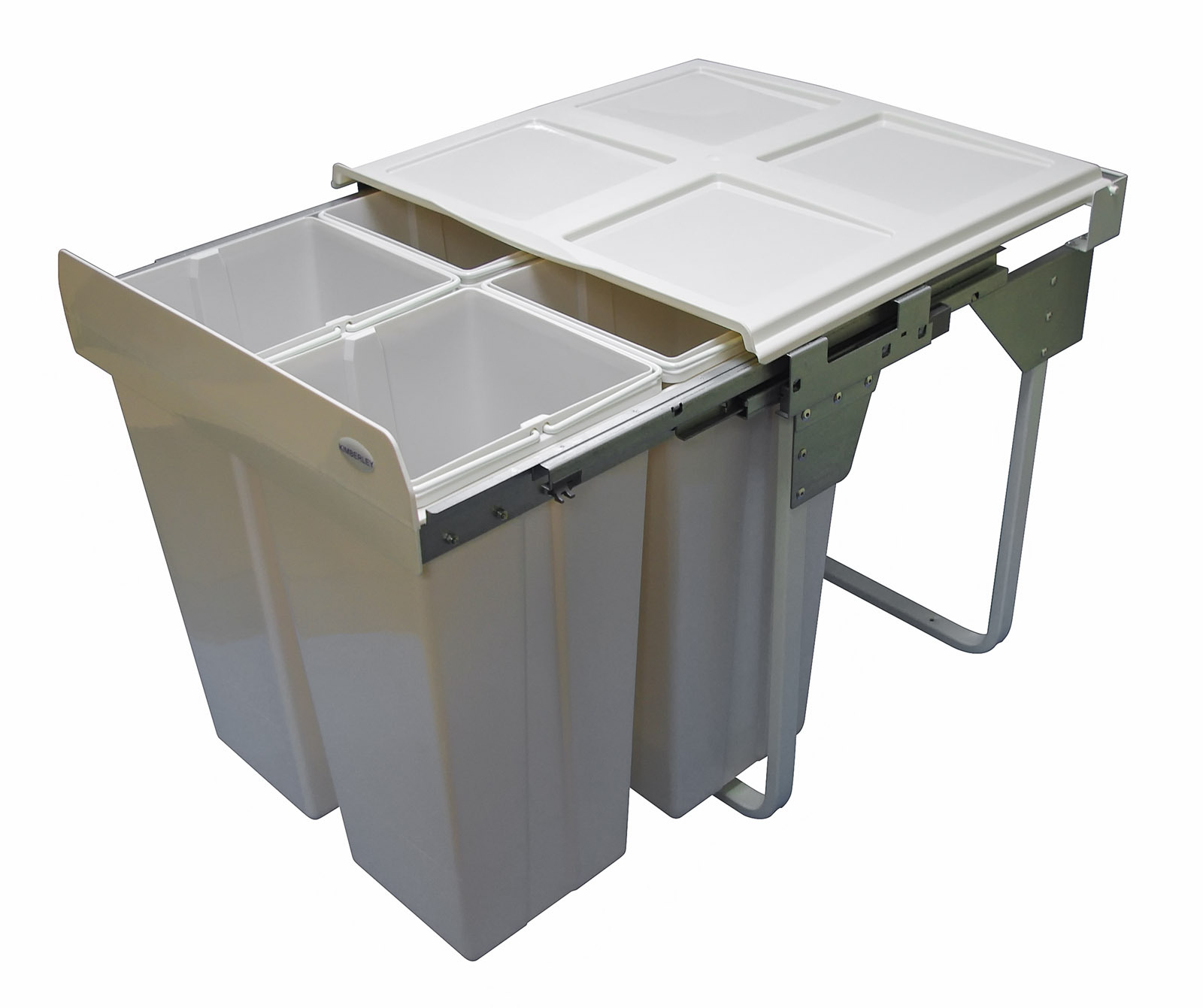 68L Slide Out Quad Waste Bin Pull Out Concealed Kitchen Four