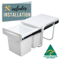 Includes Install!** 2 x 15L Slide Pull Out Twin Waste Bin – Australian Made - KRB06SEins 
