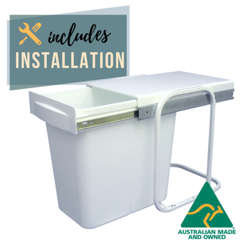 Installation Included!** 44L Single Slide Out Bin With Soft Close Runners - KRB14ins